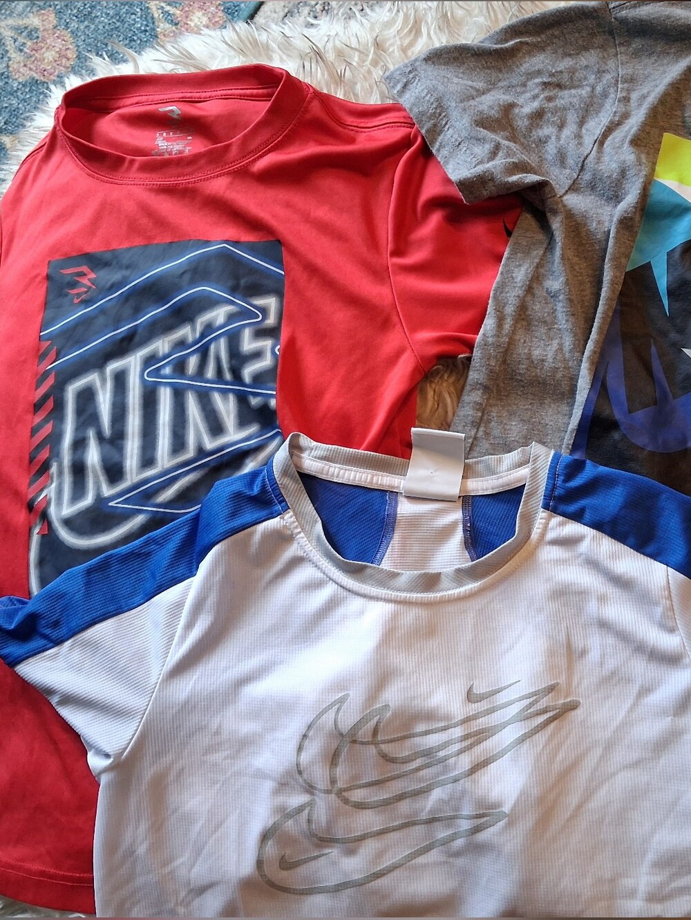 Nike Short Sleeve Tees Bundle - Red, White, Gray with Blue Accents